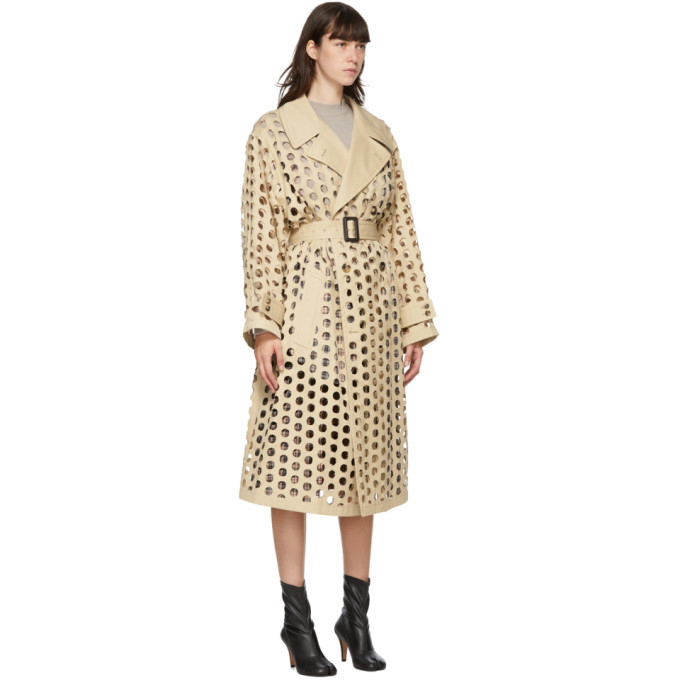 Maison Margiela Beige Punched Holes Trench Coat Maison Margiela