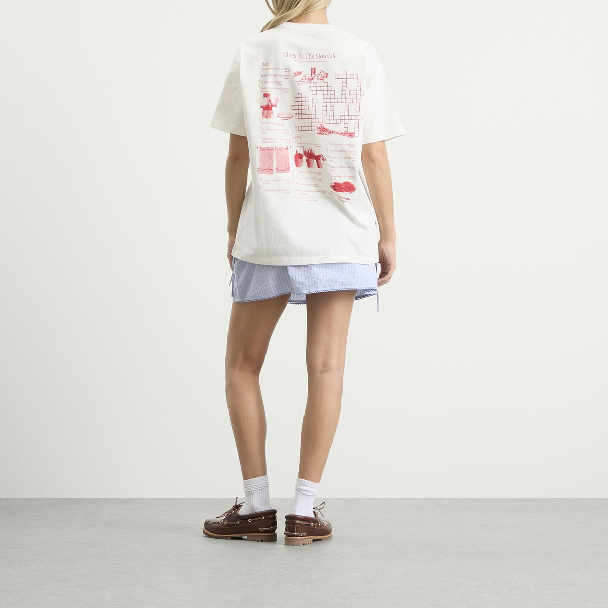 Damson Madder Women's Slow Life Crossword Graphic T-Shirt in Off White