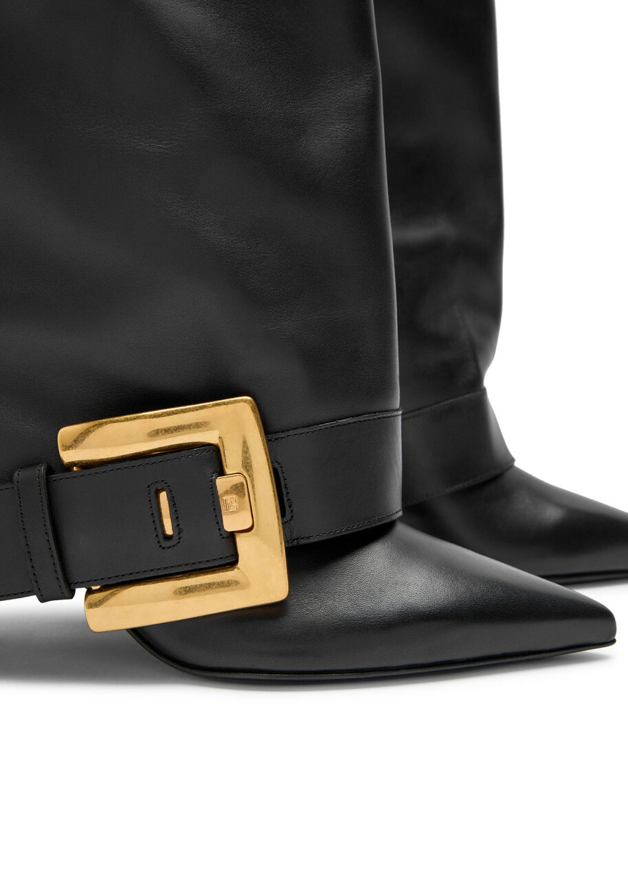 Balmain Anthem 95 Leather Knee-high Boots Black