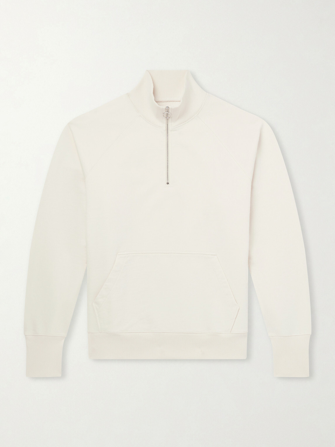 Drake's - Cotton-Jersey Half-Zip Sweater - White