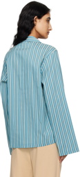 Bode Blue Shore Stripe Shirt