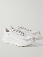 Hoka One One - Clifton LS Rubber-Trimmed Mesh, Leather and Suede Running Sneakers - White