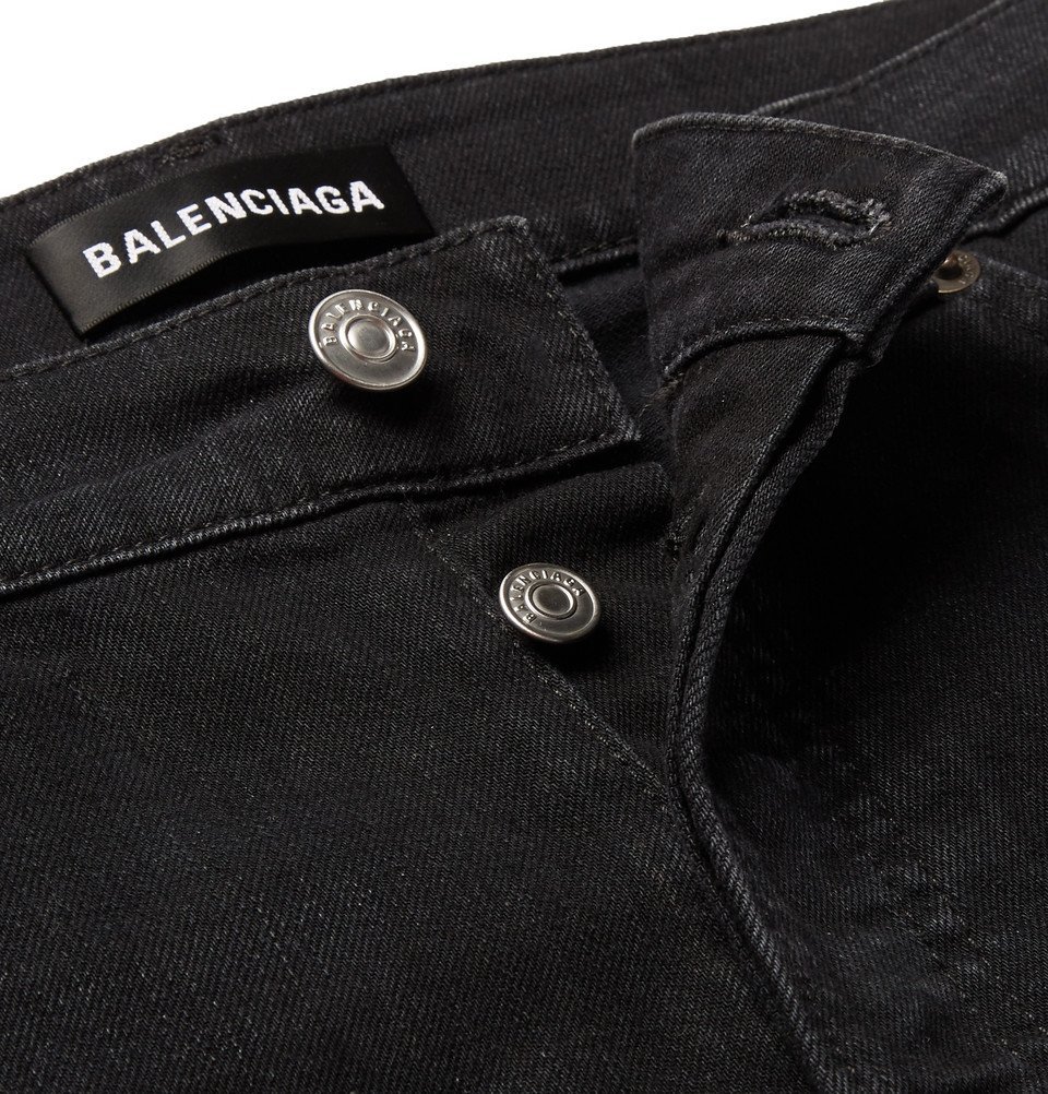 Balenciaga - Skinny-Fit Distressed Stretch-Denim Jeans - Black