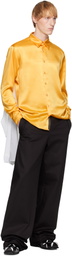 ANDREJ GRONAU Yellow Satin & Popeline Drape Double Shirt