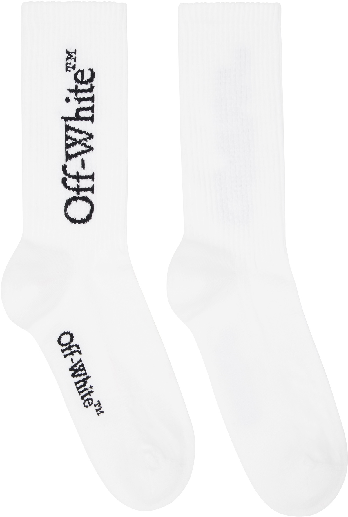 Off-White White & Orange Striped Socks Off-White