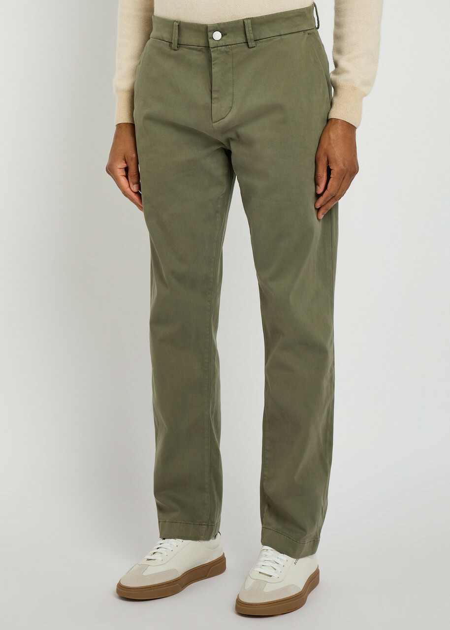 7 For All Mankind Straight-leg Cotton-blend Chinos Khaki