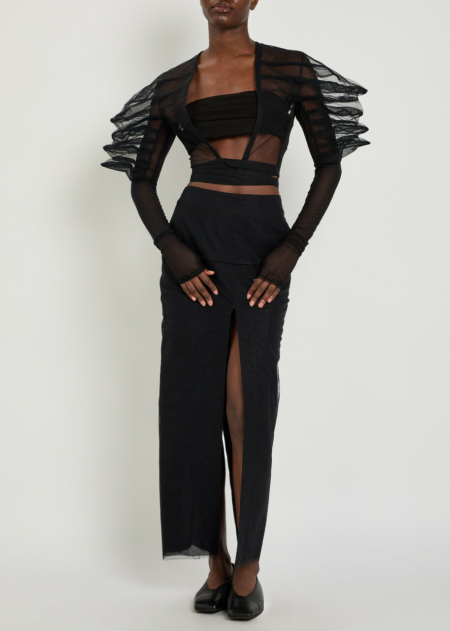 Rick Owens Rhino Cropped Tulle top Black