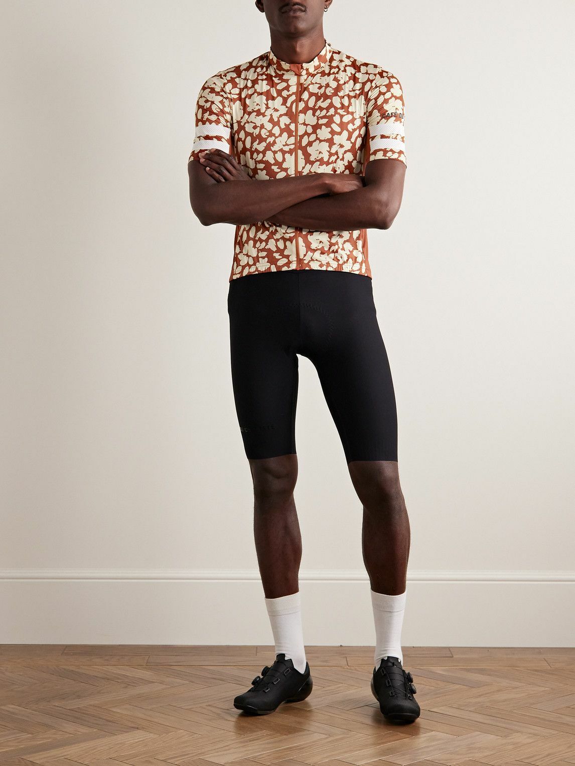 Café du Cycliste - Floriane Floral-Print Mesh-Trimmed Cycling