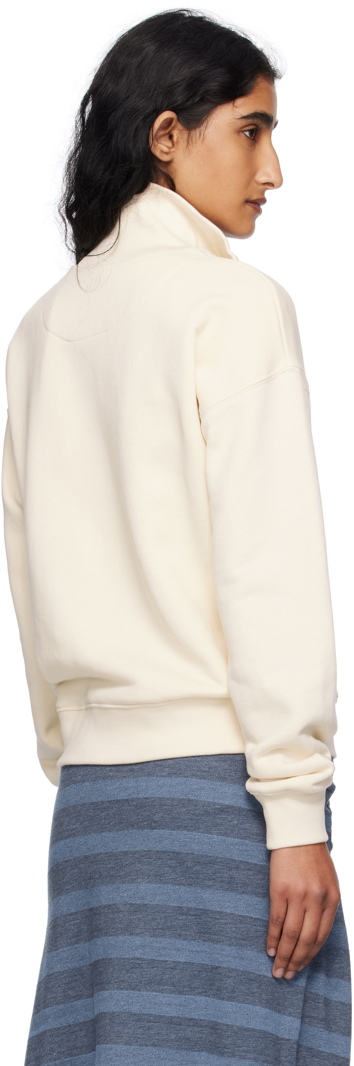 Maison Kitsuné Beige Double Bold Fox Head Half Zip Comfort Sweatshirt