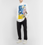 Valentino - Printed Poplin-Panelled Cotton Shirt - White