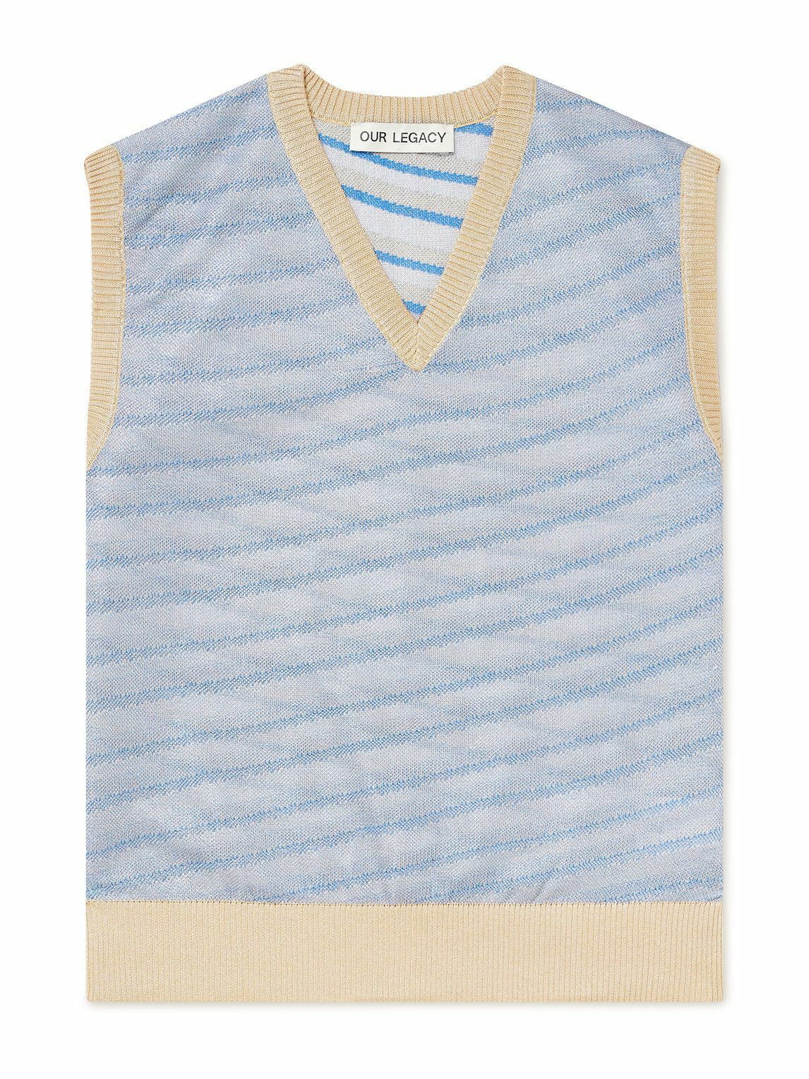 Our Legacy - Striped Knitted Sweater Vest - Blue Our Legacy