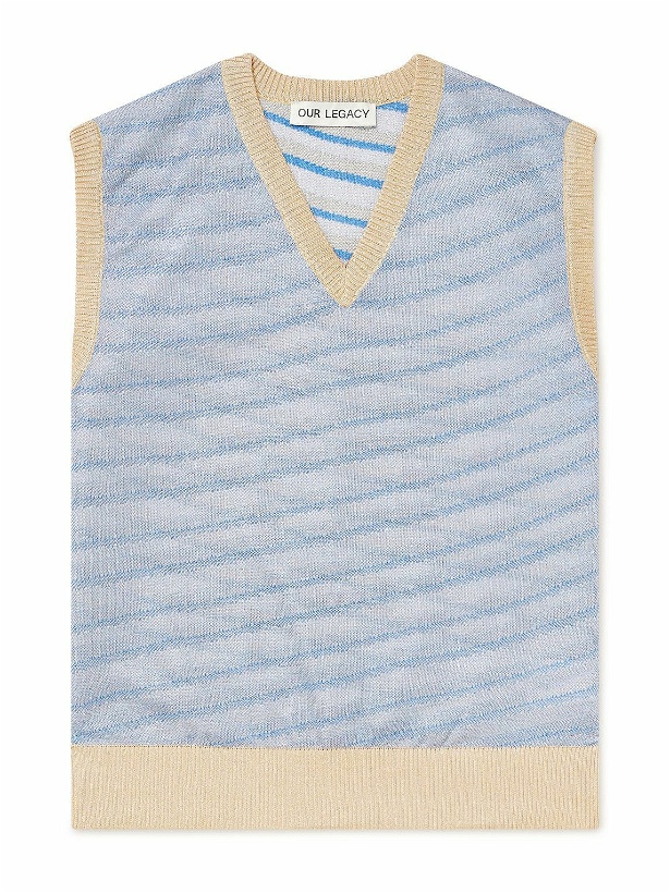 Photo: Our Legacy - Striped Knitted Sweater Vest - Blue