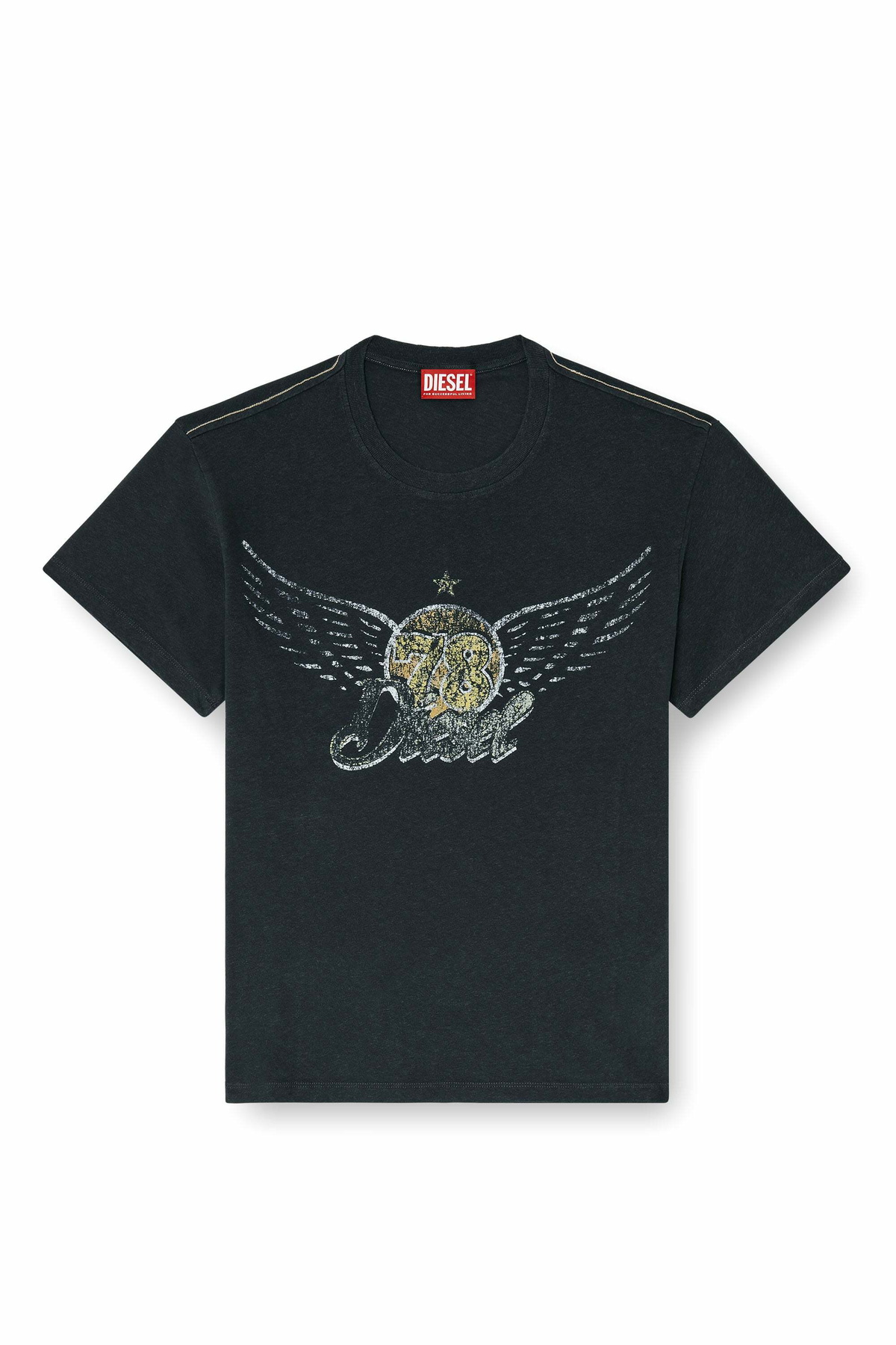 Diesel Cotton-hemp T-shirt with concert graphics - T-Shirts Mens in Black