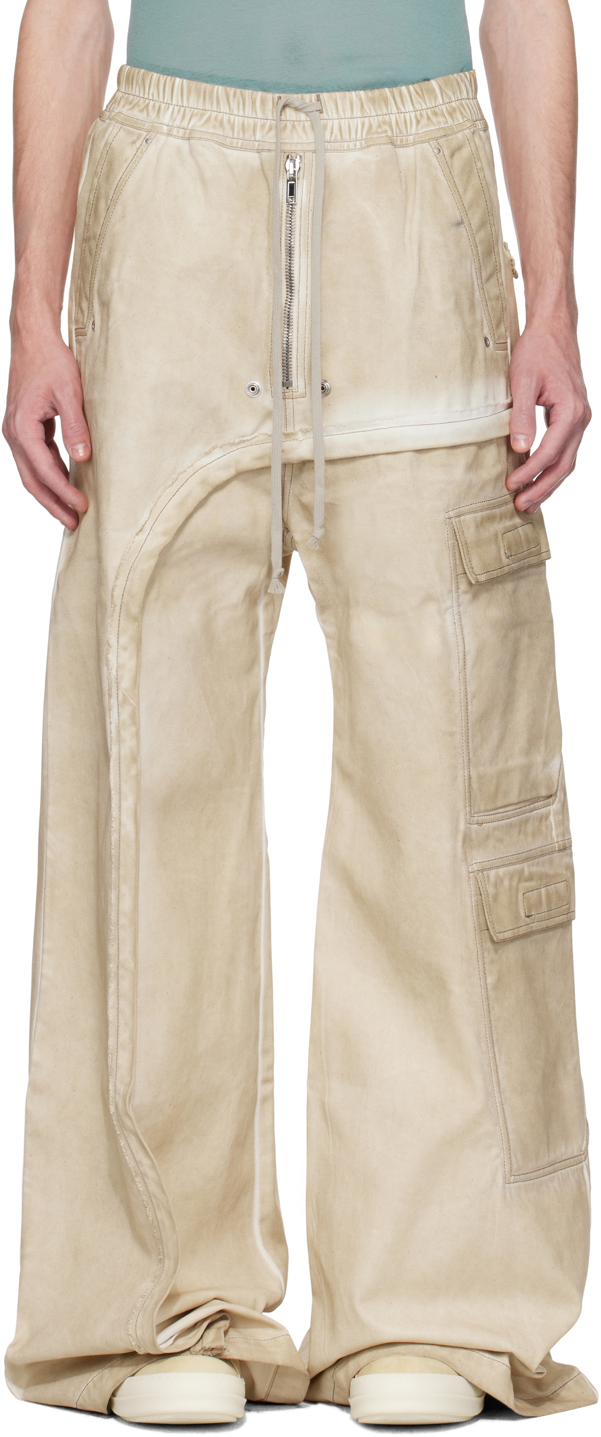 【RICK OWENS】Hollywood Imbalanced Double Cargo Jumboデニム Rick Owens DRKSHDW Beige Hollywood Imbalanced Double Cargo