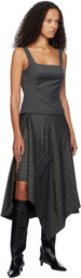 REMAIN Birger Christensen Gray Striped Draped Midi Skirt