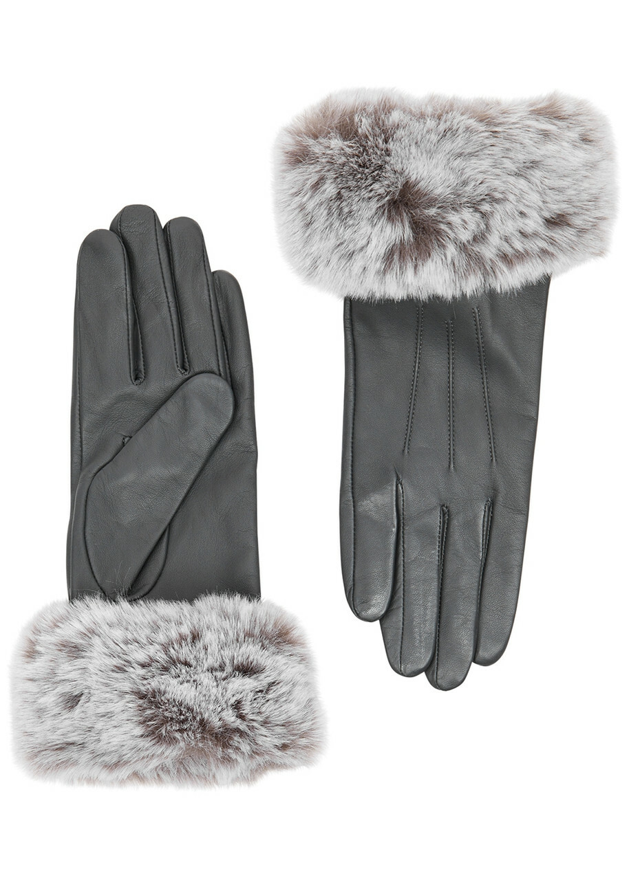 Dents Sarah Faux Fur-trimmed Leather Gloves