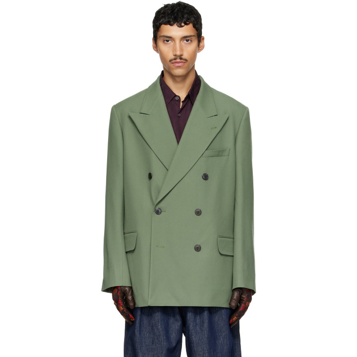 Photo: Dries Van Noten Green Oversized Wool Blazer