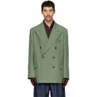 Dries Van Noten Green Oversized Wool Blazer