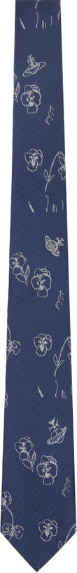 Photo: Vivienne Westwood Navy 7cm 'Flower & Orb' Tie