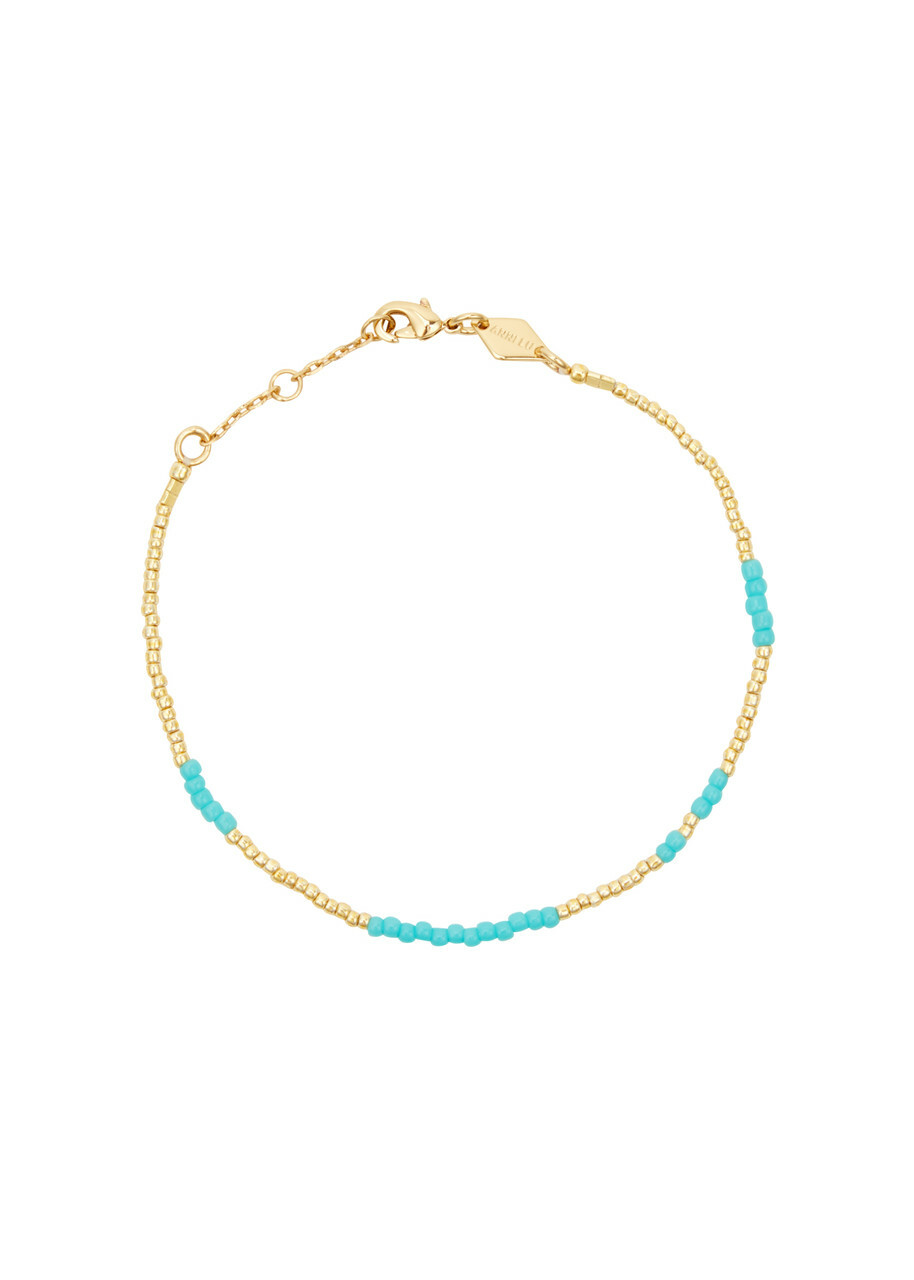 Anni LU Asym 18kt Gold-plated Beaded Bracelet - Aqua - One Size