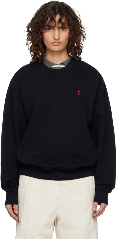 Photo: AMI Paris Black Cotton Ami de Coeur Sweatshirt