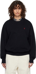 AMI Paris Black Cotton Ami de Coeur Sweatshirt