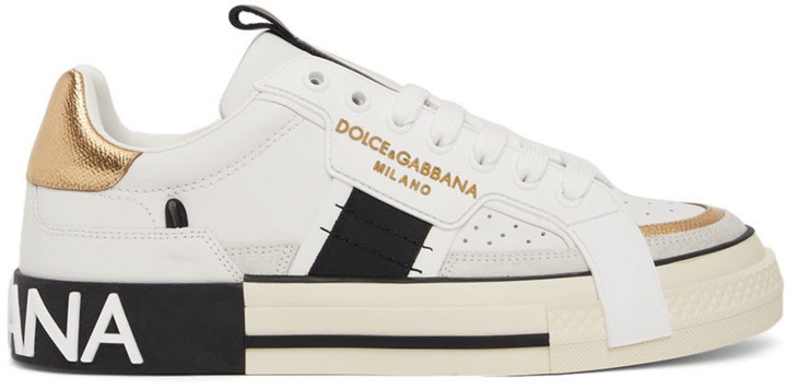 Photo: Dolce & Gabbana White & Black Contrasting 2.Zero Sneakers
