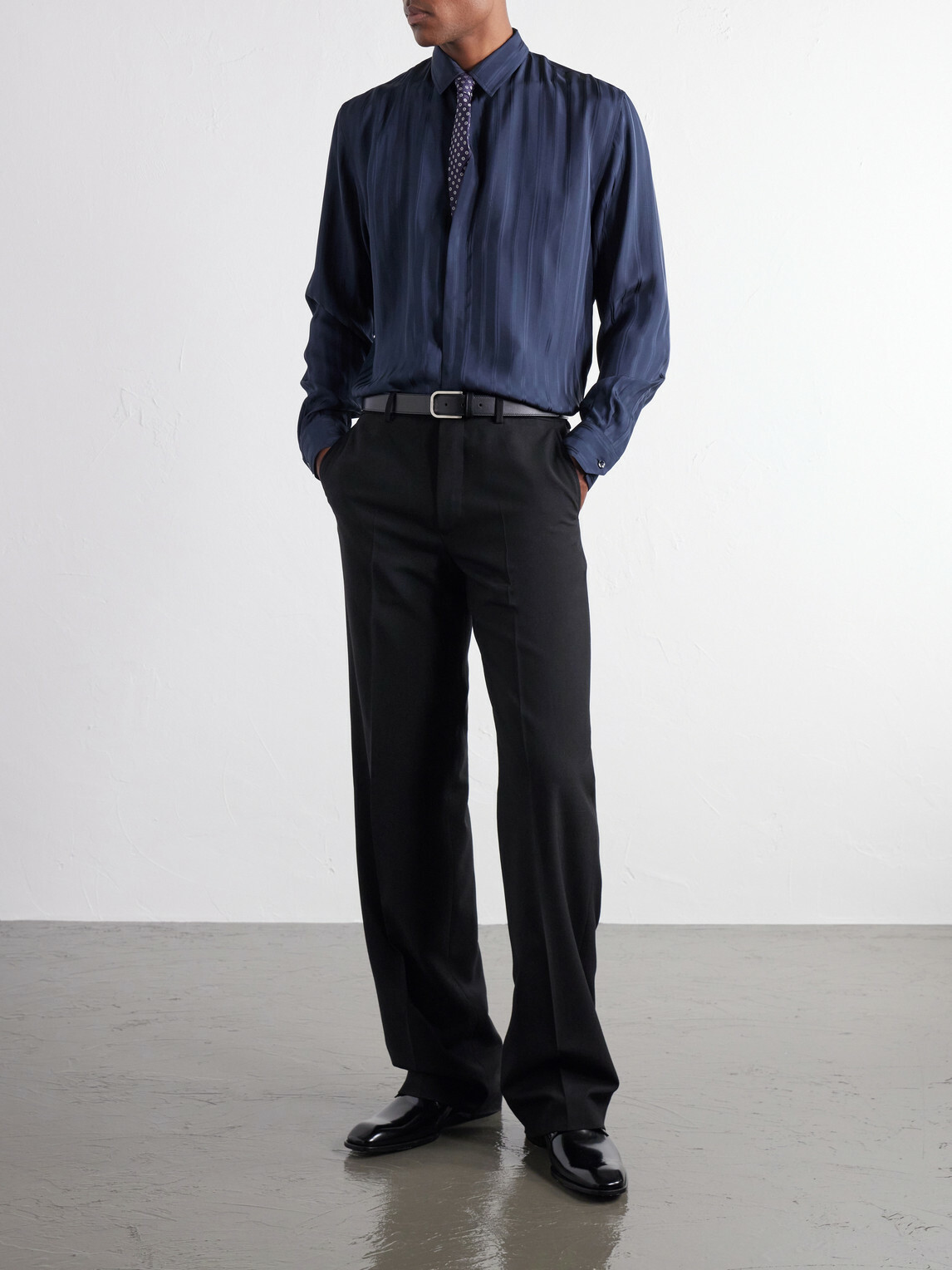 SAINT LAURENT - Striped Jacquard Shirt - Blue