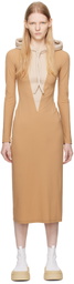 MM6 Maison Margiela Taupe & Beige Hooded Maxi Dress
