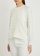High Radiate Floral-embossed Stretch-jersey top White