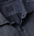 120% - Garment-Dyed Striped Linen Shirt - Blue