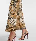 Roberto Cavalli Printed silk satin slip dress