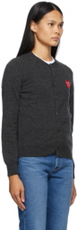 COMME des GARÇONS PLAY Grey Wool Layered Double Heart Cardigan