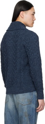 RRL Navy Aran-Knit Cotton Cardigan
