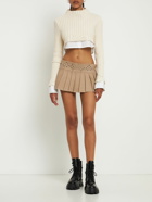 LUDOVIC DE SAINT SERNIN - Pleated Studded Denim Mini Skirt