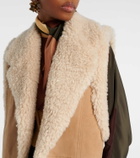 Johanna Ortiz Faux shearling-trimmed suede vest