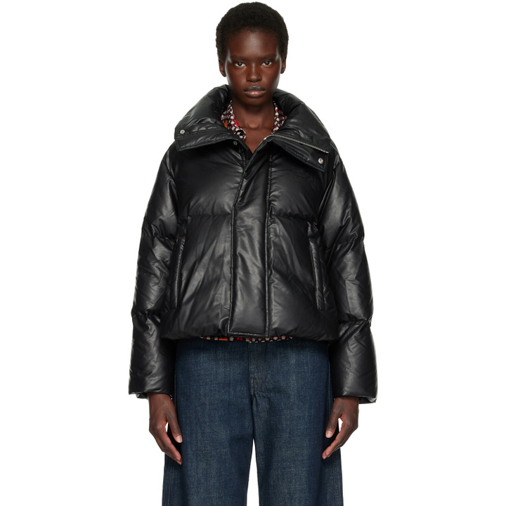 Photo: MM6 Maison Margiela Black Padded Faux-Leather Down Jacket