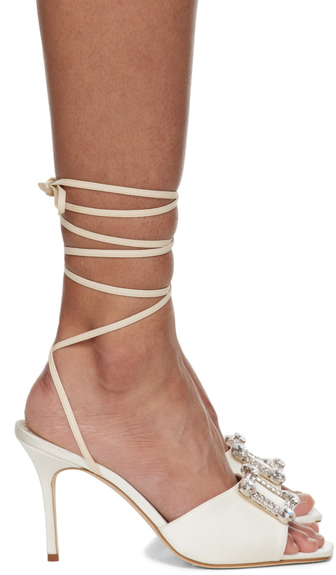 Photo: Manolo Blahnik Off-White Lanole Pop Fabio Satin Heels