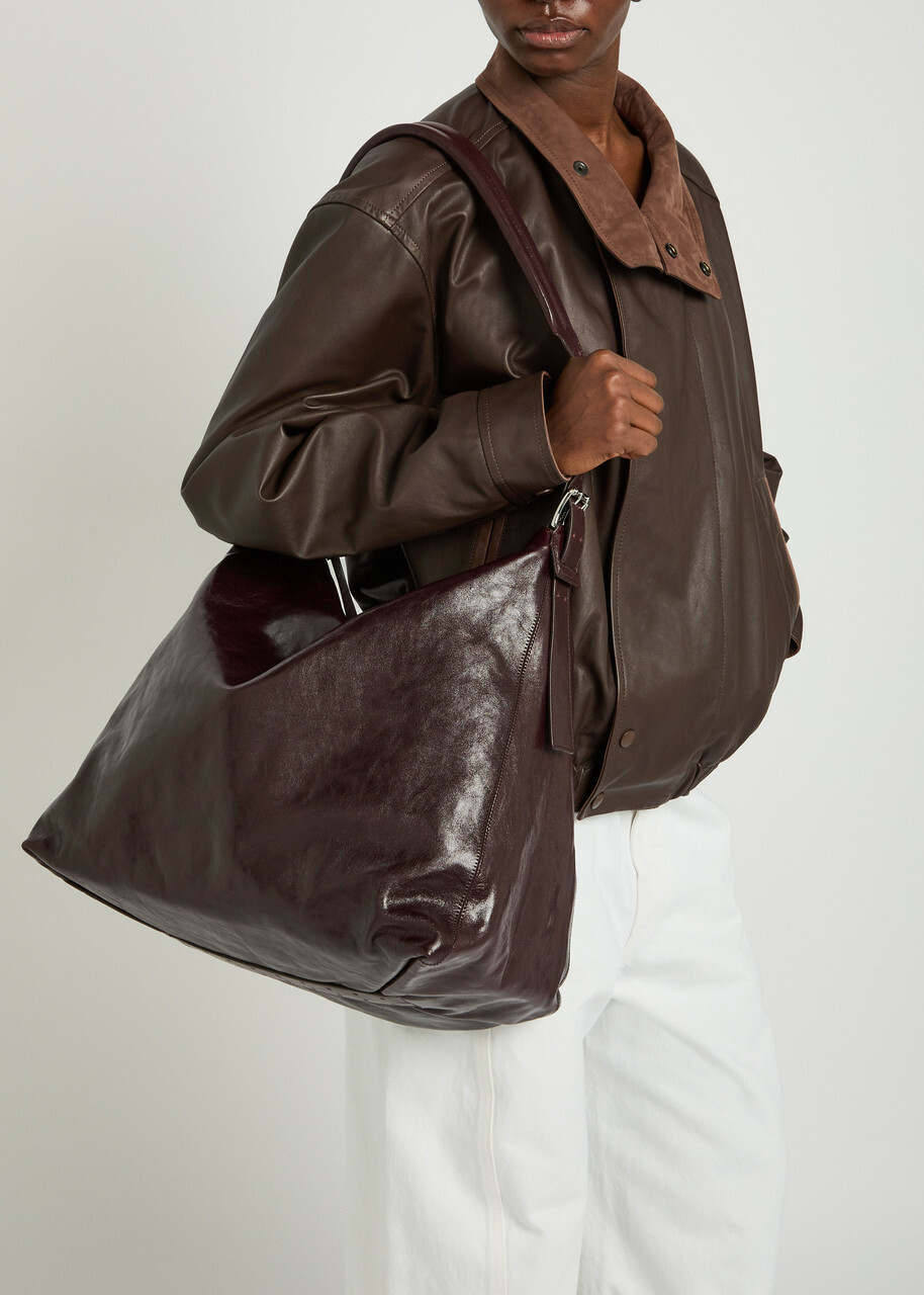 Lemaire Belted Leather Hobo bag - Dark Brown - One Size