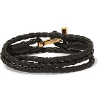 TOM FORD - Woven Leather and Gold-Tone Wrap Bracelet - Brown