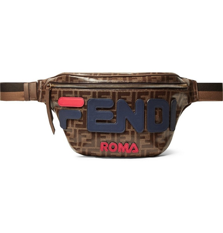 Photo: Fendi - Leather-Trimmed Logo-Appliquéd Printed Coated-Canvas Belt Bag - Men - Brown