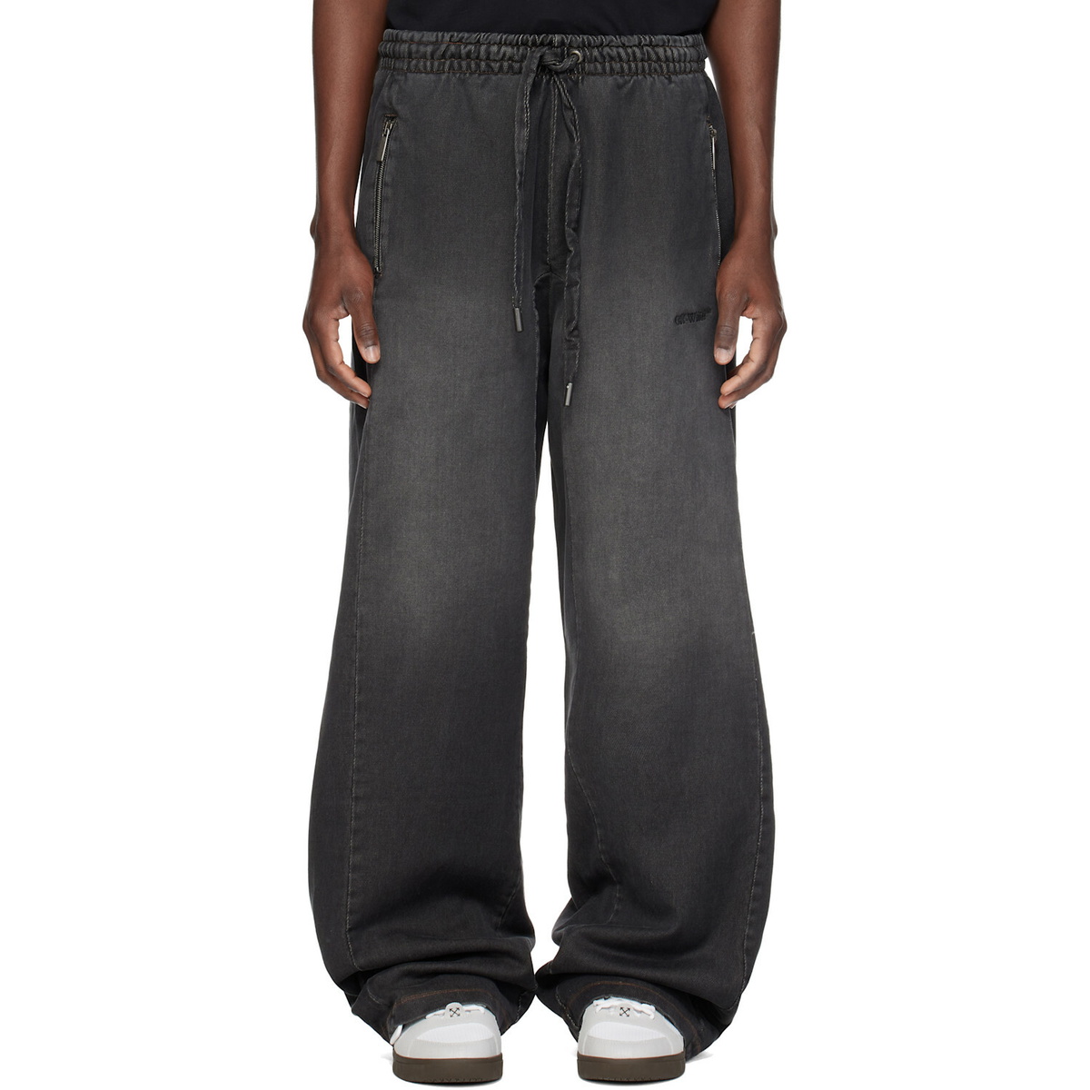 Off-White Gray Distressed Diag Slouchy Sweatpants