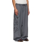 Y-3 Gray Chito Edition Graphic Wide Wool Trousers