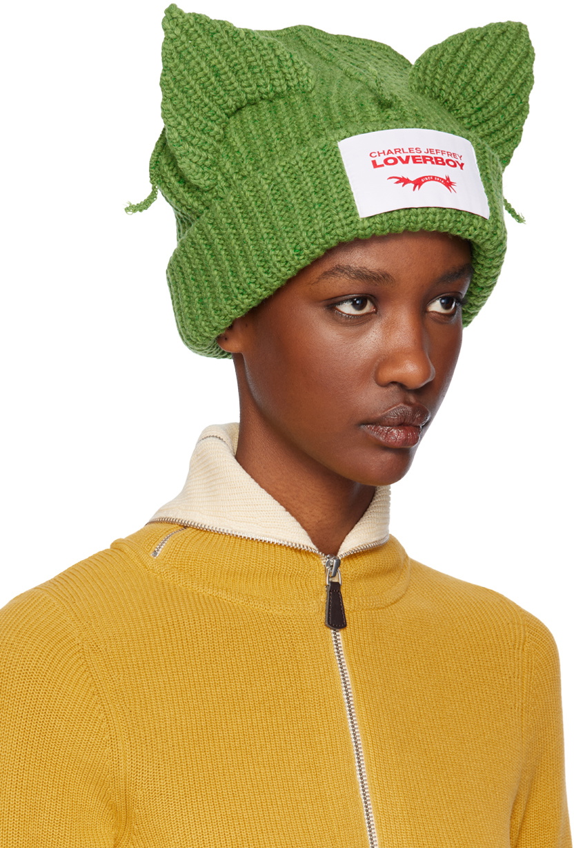 Charles Jeffrey LOVERBOY Green Chunky Ears Beanie Charles Jeffrey