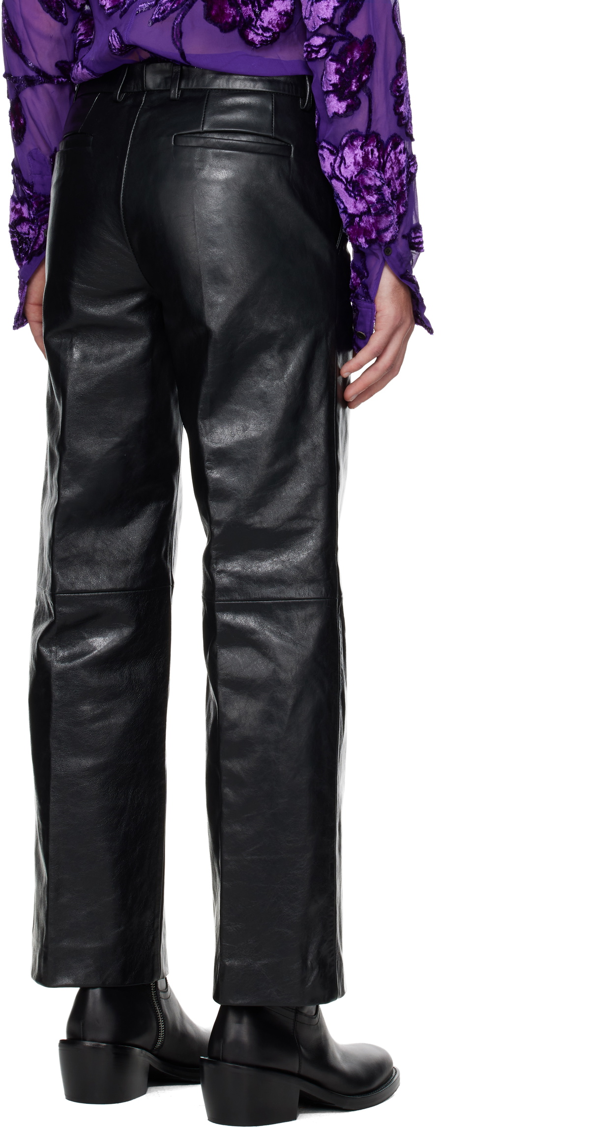 Dries Van Noten Black Cropped Leather Pants