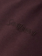 SAINT LAURENT - Logo-Embroidered Cotton-Jersey Hoodie - Brown