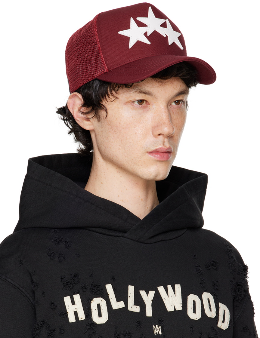 AMIRI Burgundy 3 Star Trucker Cap Amiri