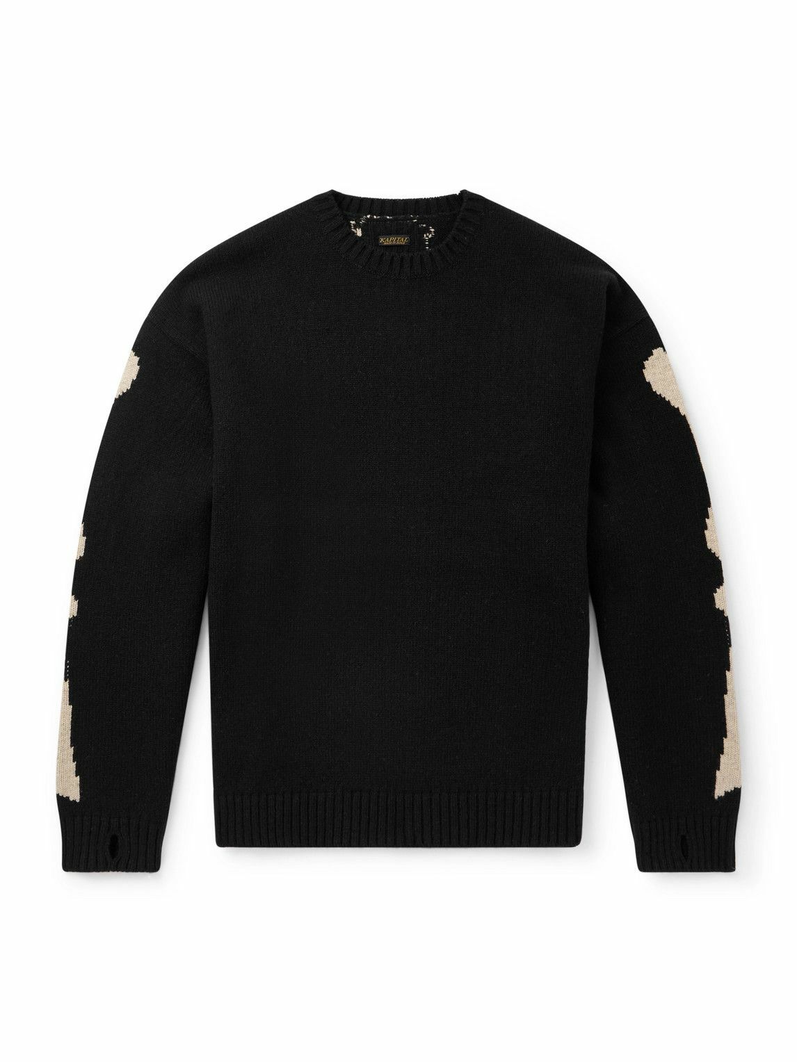 KAPITAL - Oversized Intarsia Wool Sweater - Black