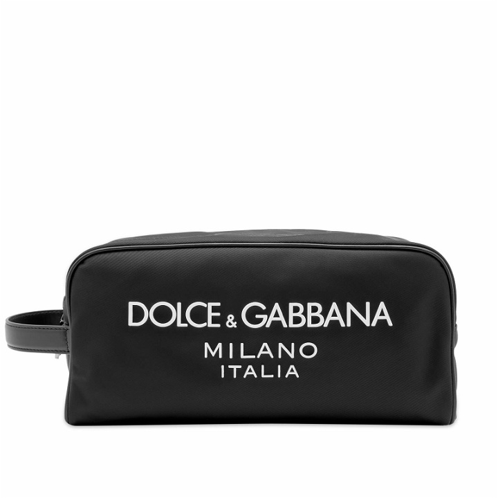 Photo: Dolce & Gabbana Men's Nylon Logo Wash Bag in Black