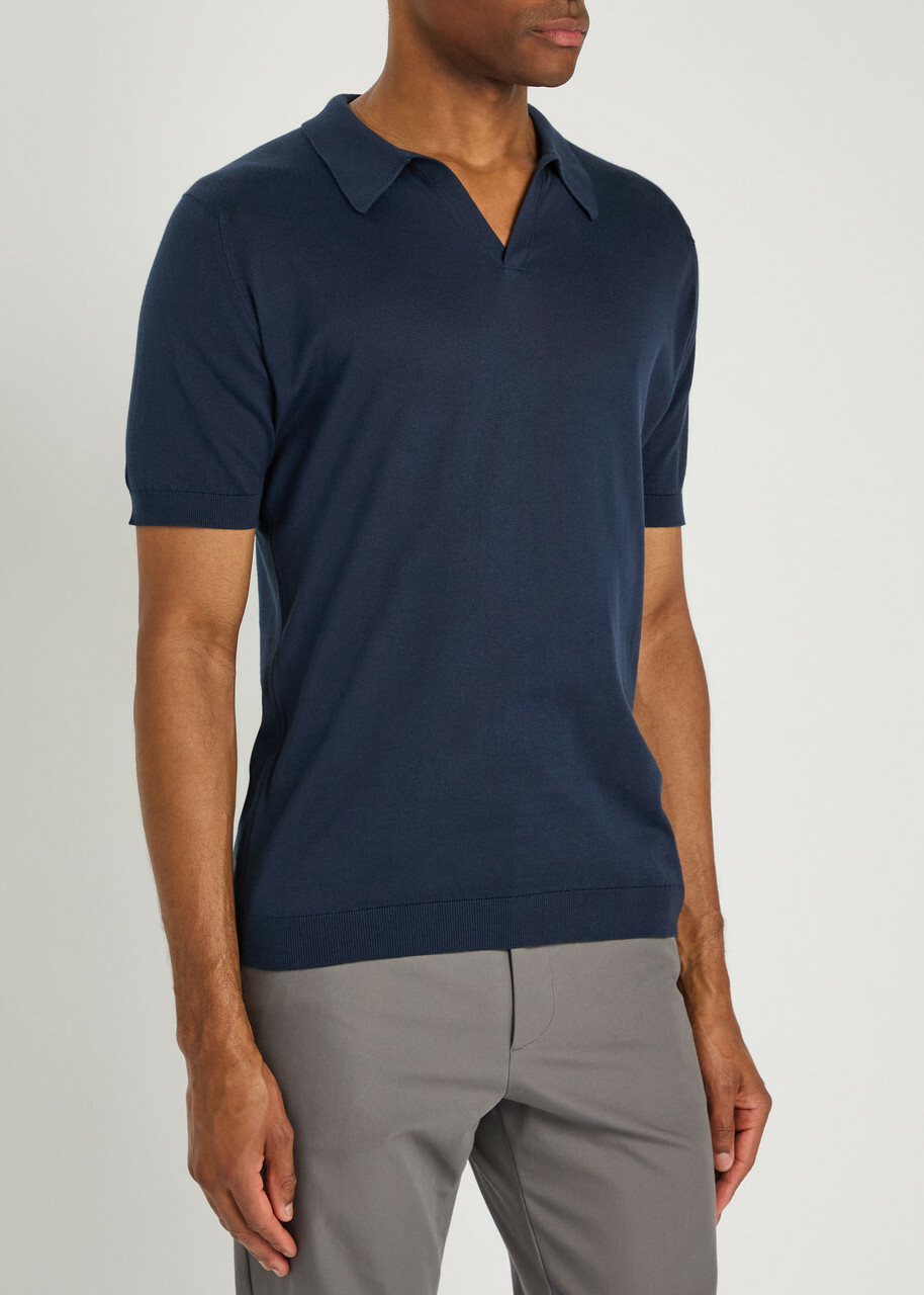 John Smedley Noah Cotton Polo Shirt Navy